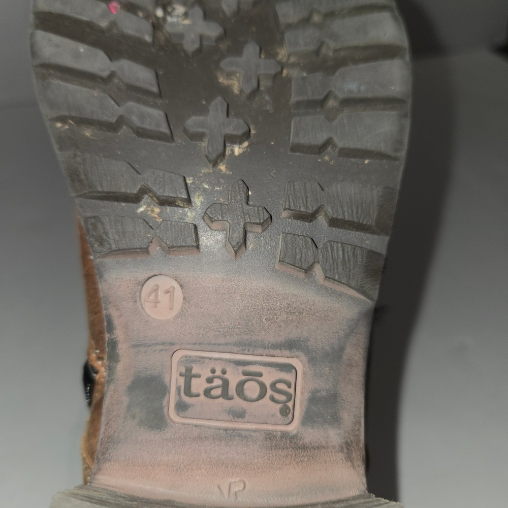 Taos Crave Combat Boots Womens Size 10 41 Brown Leather Lace Up Side Zip Ankle - Picture 8 of 10